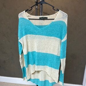 Love Stitch Teal and Cream Striped Top